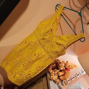 Maeve by Anthropologie Yellow Lace Sleeveless Dress